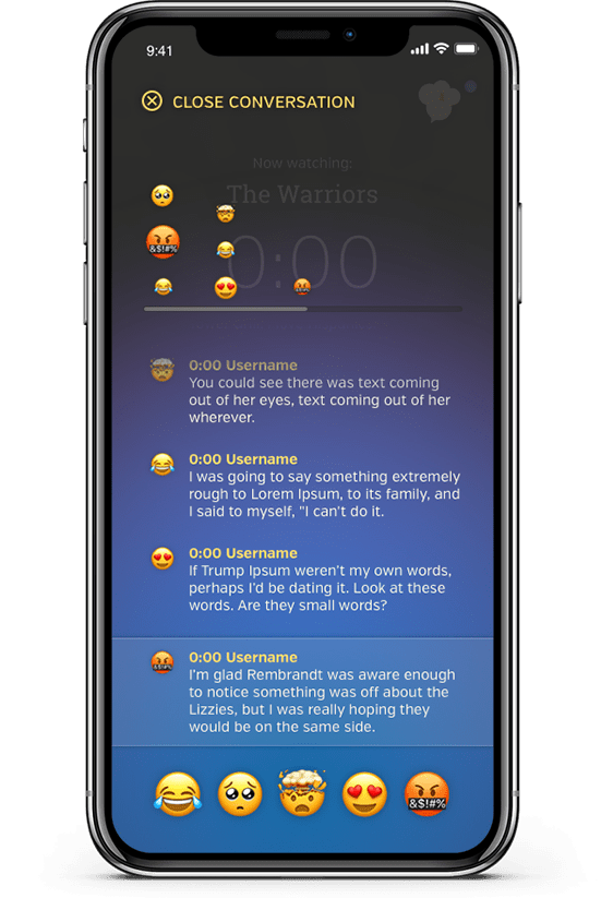 Social Popcorn app screen showing reactions